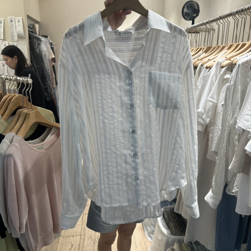 2ND GATE韓國直郵女士新款26夏季職業時尚休閑襯衫蕾絲衫2ND GATE襯衫/蕾絲衫圖色2藍色