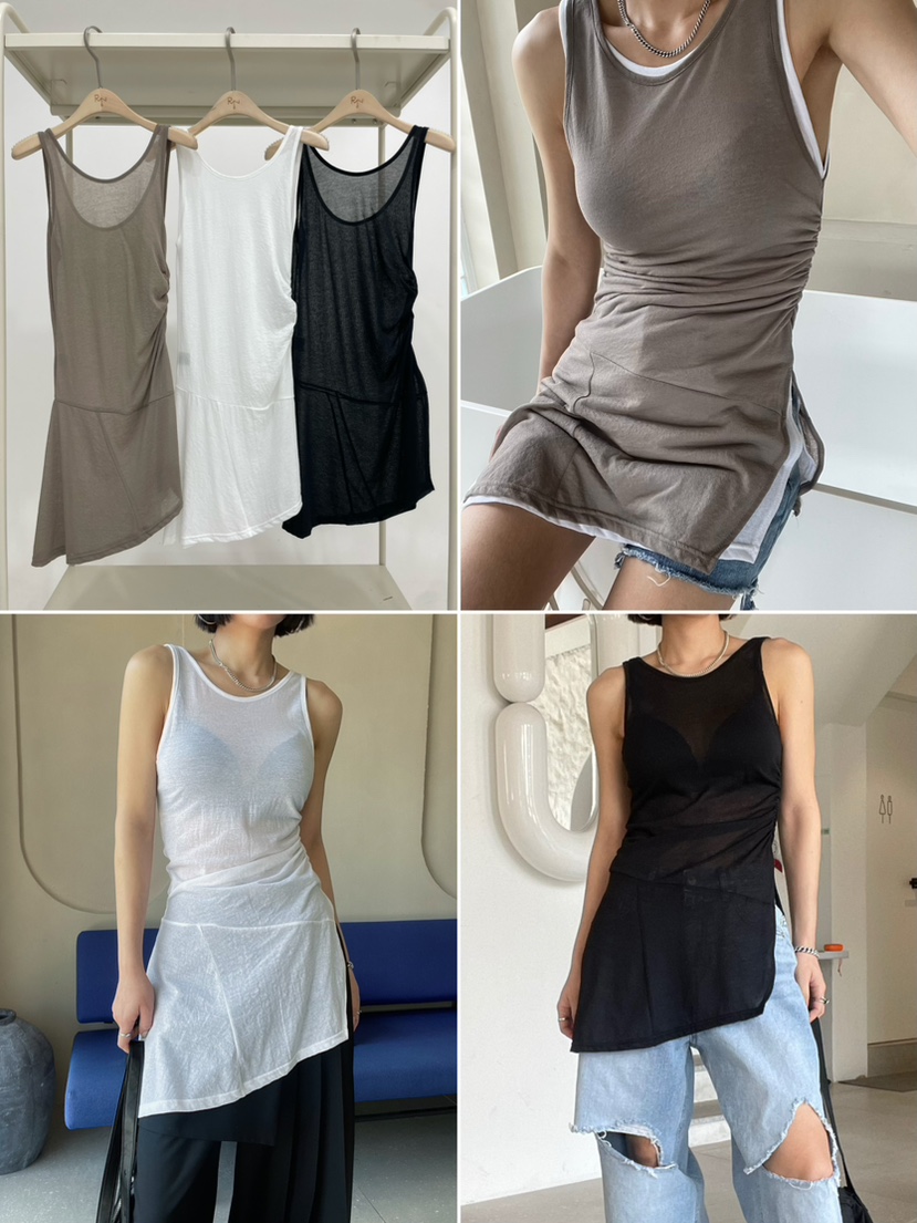 REIZ韓國代購女裝新品休閑熱賣時尚推薦職業吊帶背心透明REIZ吊帶/背心