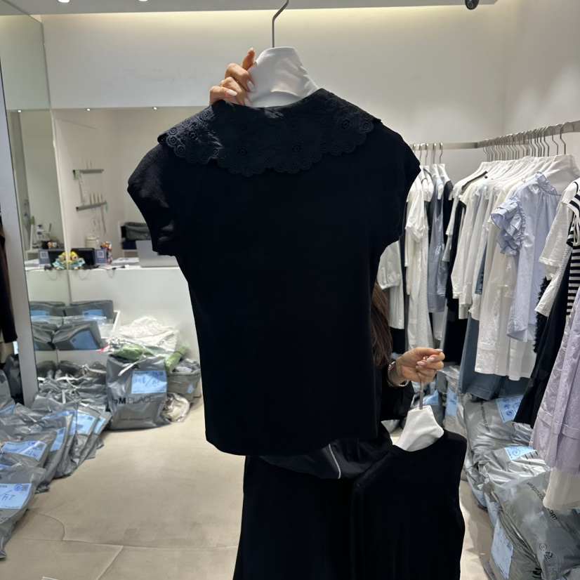 RICH SISTER韓國東大門代購女士新品熱賣推薦休閑T恤蕾絲RICH SISTERT恤