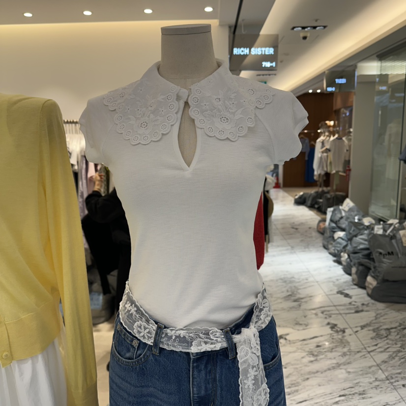 RICH SISTER韓國東大門代購女士新品熱賣推薦休閑T恤蕾絲RICH SISTERT恤圖色1