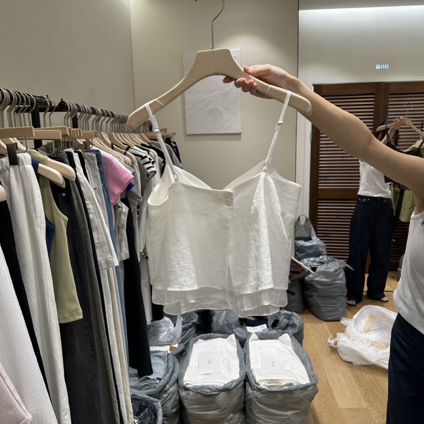 GILLI韓國直郵實拍女裝新品熱賣推薦休閑時尚吊帶背心亞麻布GILLI吊帶/背心