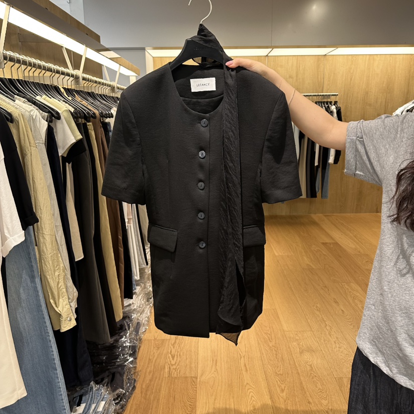 LEFANCY韓國直郵實拍女士新品職業時尚推薦夾克不含圍巾亞麻LEFANCY夾克圖色2