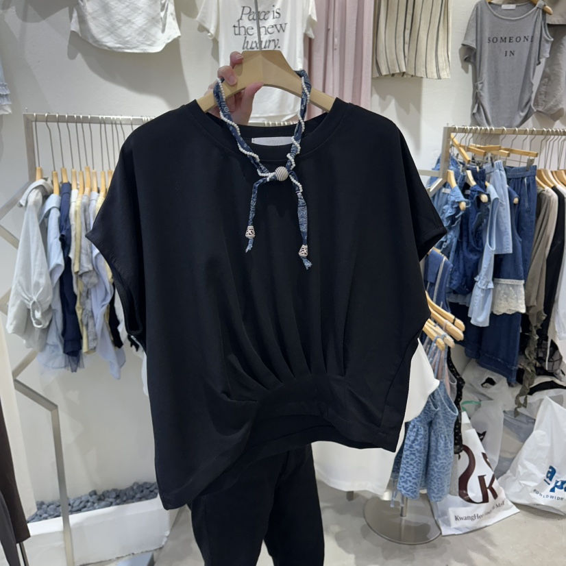 HIPTIQUE東大門實拍韓國女士新品休閑職業26夏季T恤含圍巾HIPTIQUET恤圖色2