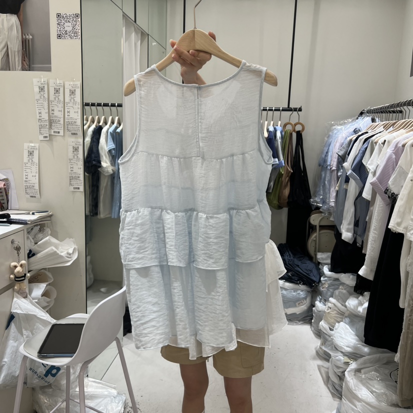 YUNBAL韓國東大門代購女裝新款26春夏26夏季吊帶背心荷葉邊YUNBAL吊帶/背心