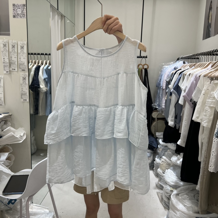 YUNBAL韓國東大門代購女裝新款26春夏26夏季吊帶背心荷葉邊YUNBAL吊帶/背心圖色1