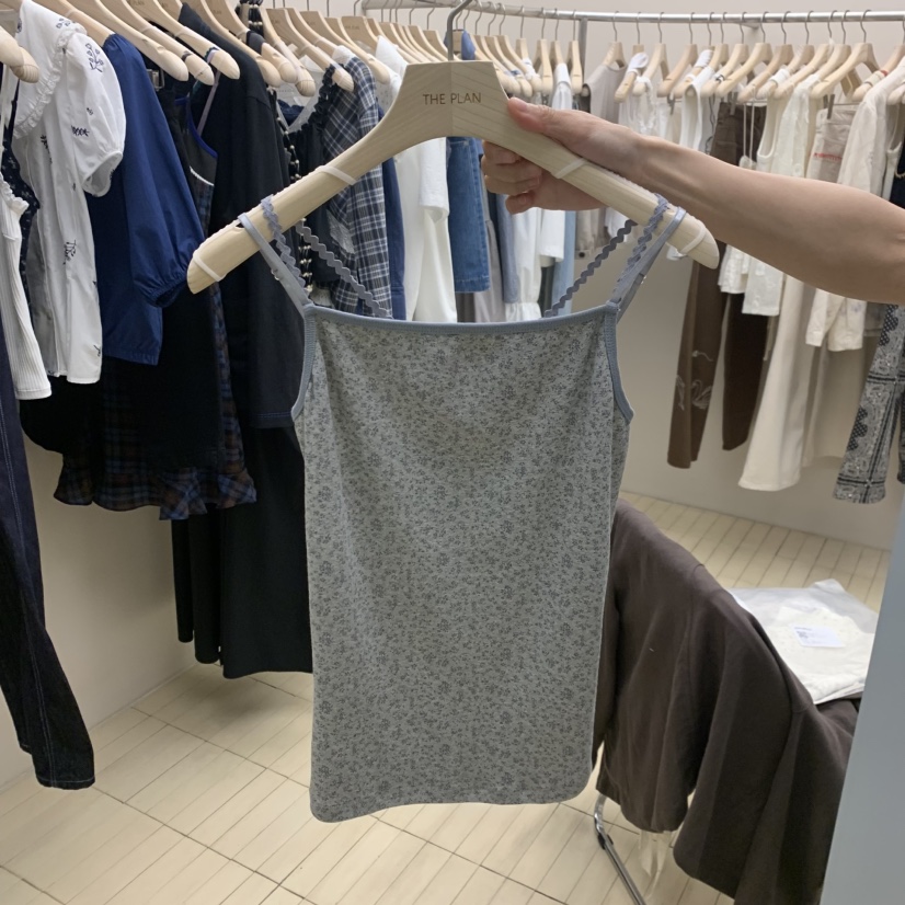 THEPLAN韓國直郵實拍女裝新品休閑職業熱賣時尚吊帶背心小花THE PLAN吊帶/背心圖色1