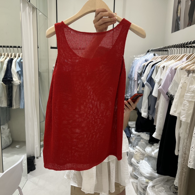 YUNBAL韓國直郵實拍女裝新品熱賣吊帶背心無袖針織衫口袋YUNBAL吊帶/背心