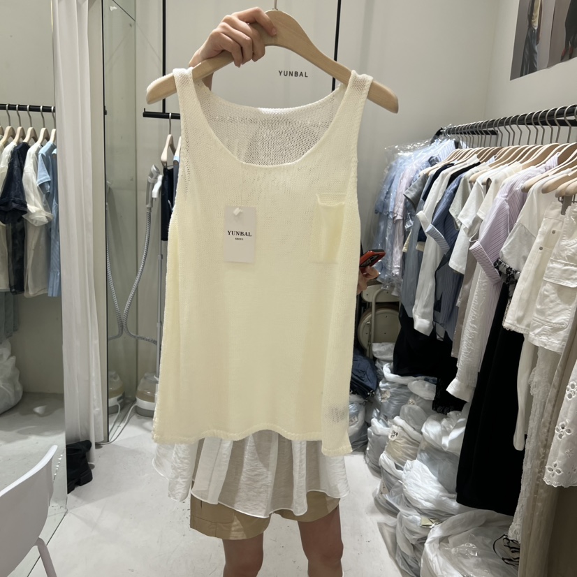 YUNBAL韓國直郵實拍女裝新品熱賣吊帶背心無袖針織衫口袋YUNBAL吊帶/背心圖色3
