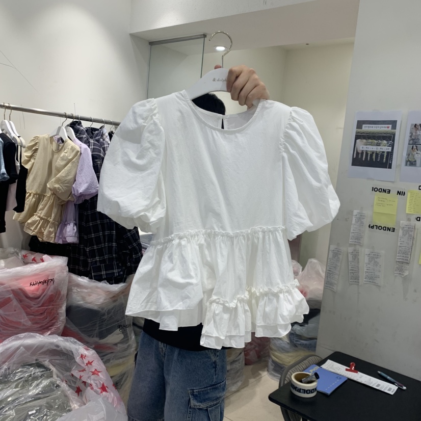 ENDOLPHIN韓國代購女士新款26夏季推薦人氣休閑襯衫蕾絲衫ENDOLPHIN襯衫/蕾絲衫圖色1