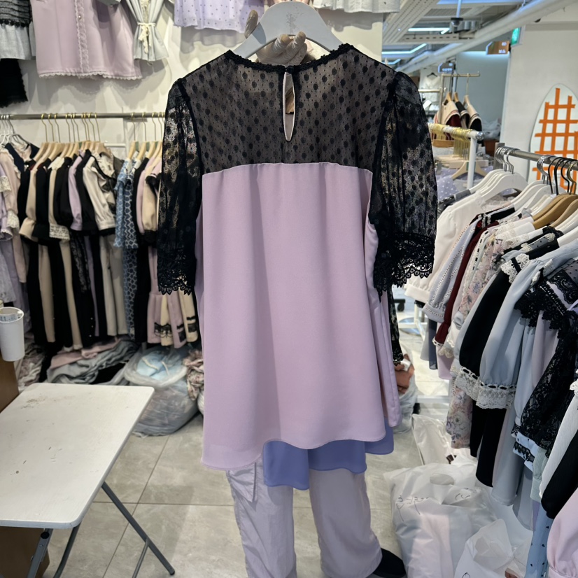PAPA韓國東大門代購女裝新品推薦休閑26夏季襯衫蕾絲衫假兩件Papaine/HALMADE襯衫/蕾絲衫