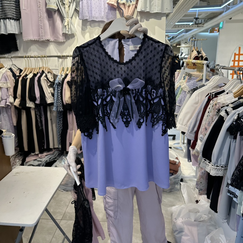 PAPA韓國東大門代購女裝新品推薦休閑26夏季襯衫蕾絲衫假兩件Papaine/HALMADE襯衫/蕾絲衫圖色1
