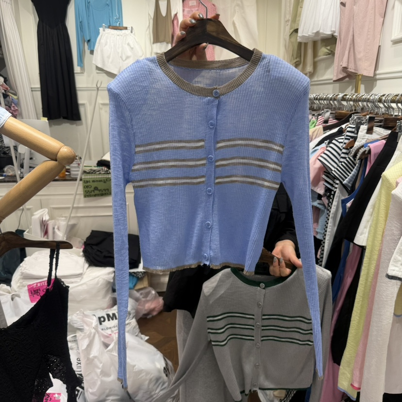 J.RITZY韓國直郵實拍女裝新款26夏季時尚針織衫撞色開衫J.RITZY針織衫圖色3