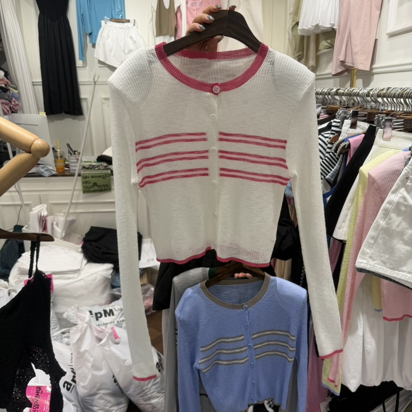 J.RITZY韓國直郵實拍女裝新款26夏季時尚針織衫撞色開衫J.RITZY針織衫圖色5