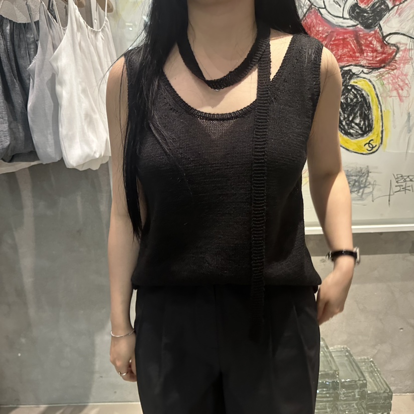 LAMAGIEPIE/LAMAGIE GREY韓國直郵實拍女士新款26夏季吊帶背心含圍巾LAMAGIEPIE/LAMAGIE GREY吊帶/背心圖色2黑色