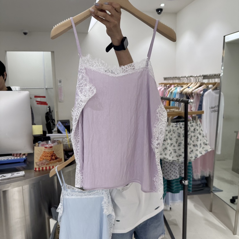REPELLER韓國直郵女裝新品時尚熱賣26春夏吊帶背心高領蕾絲REPELLER吊帶/背心圖色2