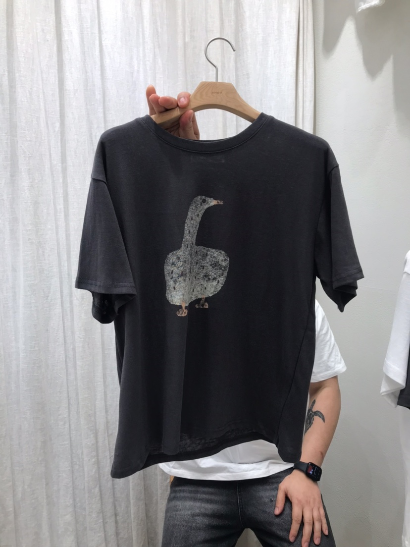 AHOY韓國直郵女裝新品休閑26夏季26春夏職業熱賣T恤印花鴨AHOYT恤圖色2