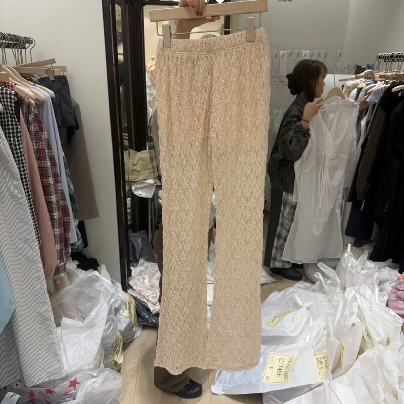 THEMORYPARK韓國東大門直郵女裝新品26夏季休閑褲喇叭褲蕾絲THE MORY PARK休閑褲