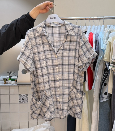 NOFYBE韓國直郵女裝新品26夏季熱賣26春夏襯衫蕾絲衫格子NOFYBE襯衫/蕾絲衫圖色1