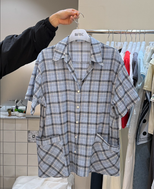 NOFYBE韓國直郵女裝新品26夏季熱賣26春夏襯衫蕾絲衫格子NOFYBE襯衫/蕾絲衫圖色2
