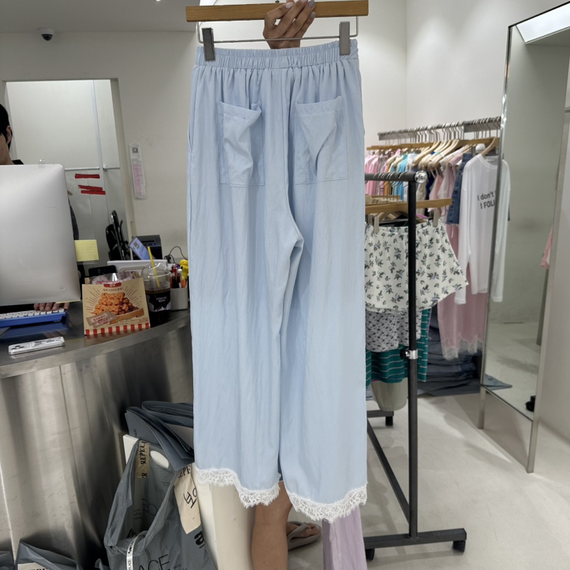 REPELLER韓國直郵女裝新品人氣職業休閑26春夏休閑褲高腰蕾絲REPELLER休閑褲