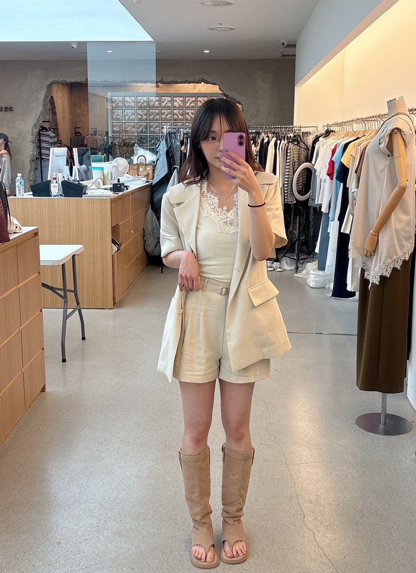 JUJU韓國直郵女裝新品26春夏時尚職業人氣26夏季短褲亞麻JUJU短褲