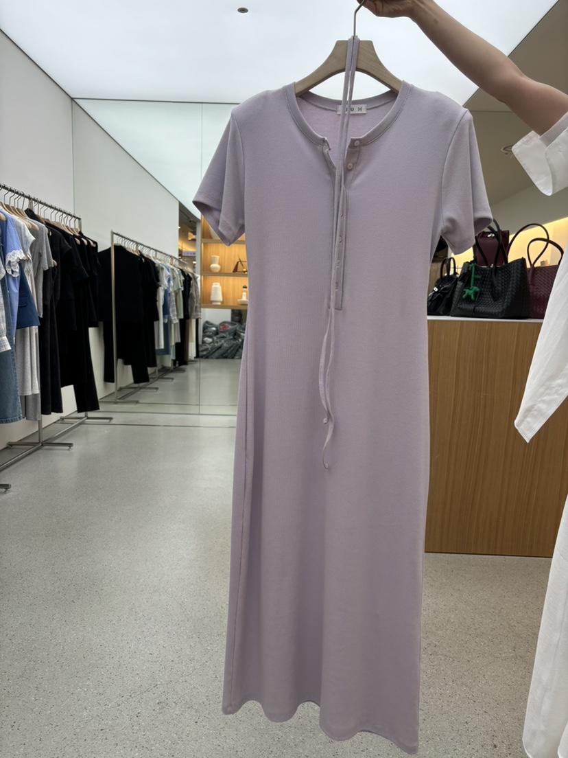 JUJU東大門實拍韓國女士新品人氣26春夏連衣裙含腰繩羅紋JUJU連衣裙圖色1
