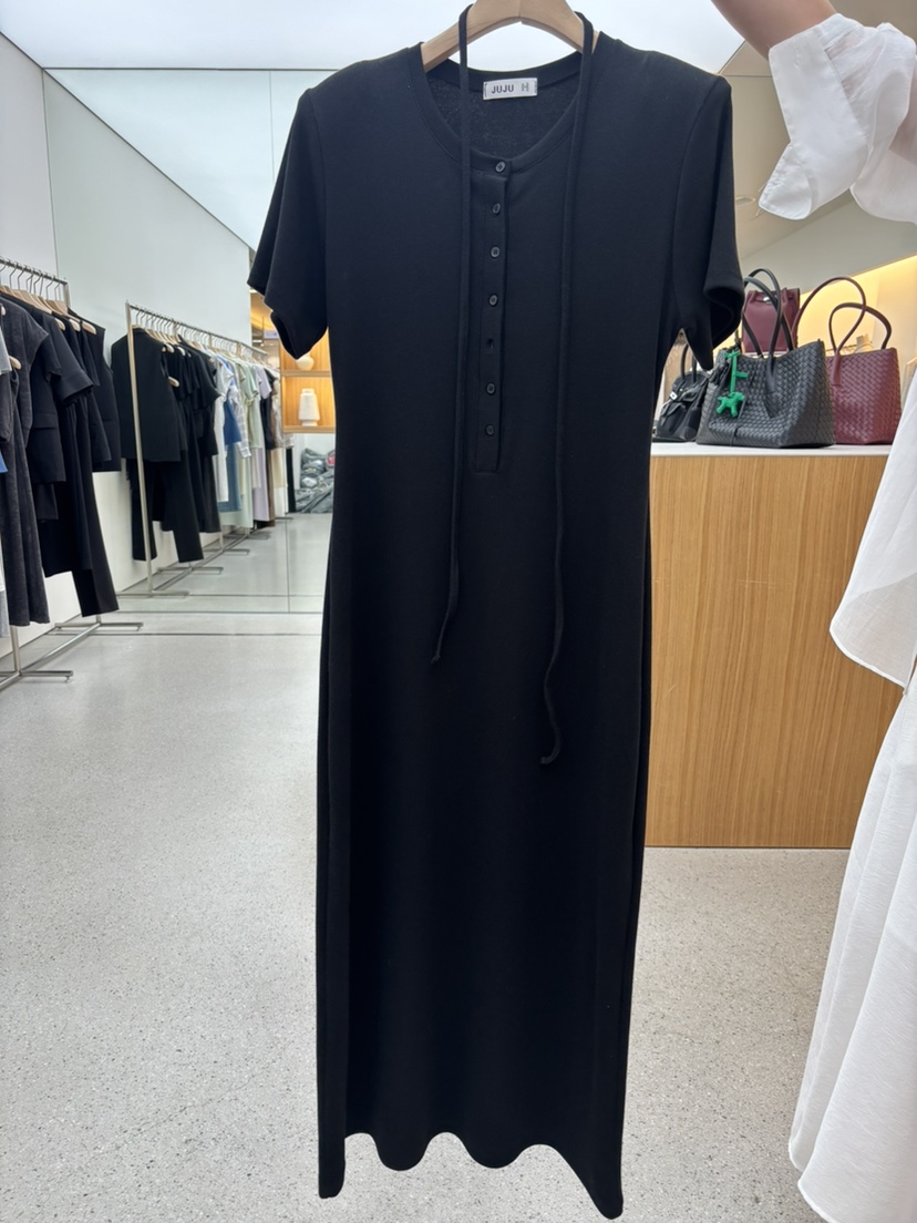 JUJU東大門實拍韓國女士新品人氣26春夏連衣裙含腰繩羅紋JUJU連衣裙圖色3