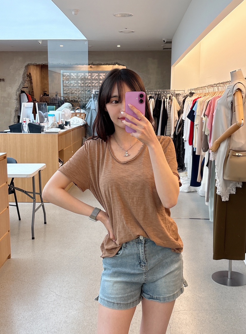 JUJU韓國直郵女士新款人氣時尚26夏季職業推薦休閑26春夏T恤JUJUT恤