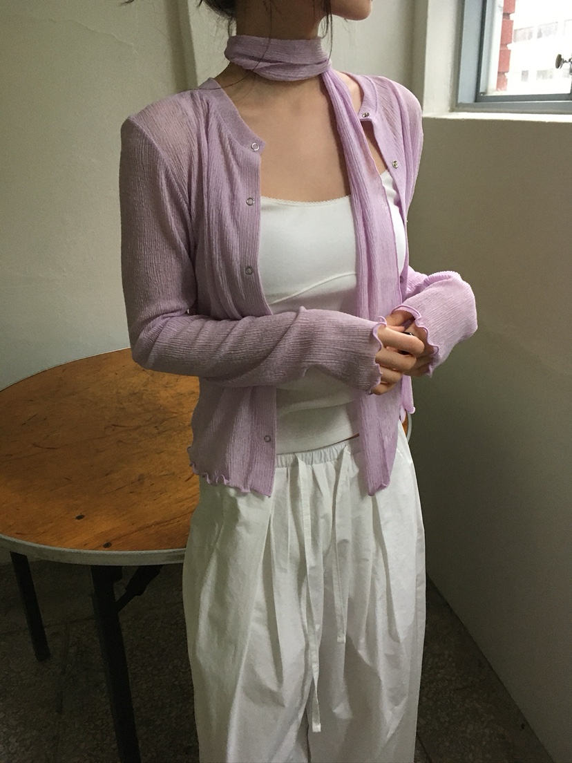UNBOUND韓國代購女士新款休閑推薦職業26夏季開衫含圍巾褶裥UNBOUND開衫