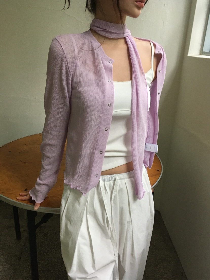 UNBOUND韓國代購女士新款休閑推薦職業26夏季開衫含圍巾褶裥UNBOUND開衫