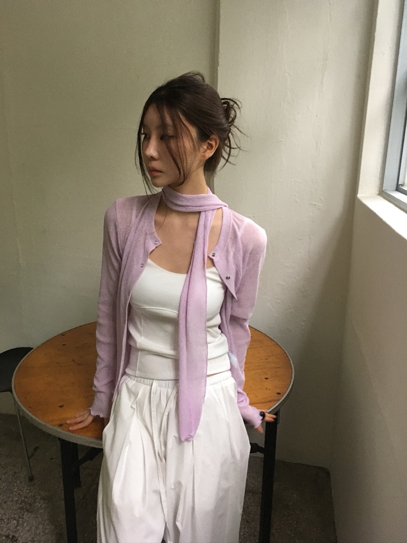 UNBOUND韓國代購女士新款休閑推薦職業26夏季開衫含圍巾褶裥UNBOUND開衫