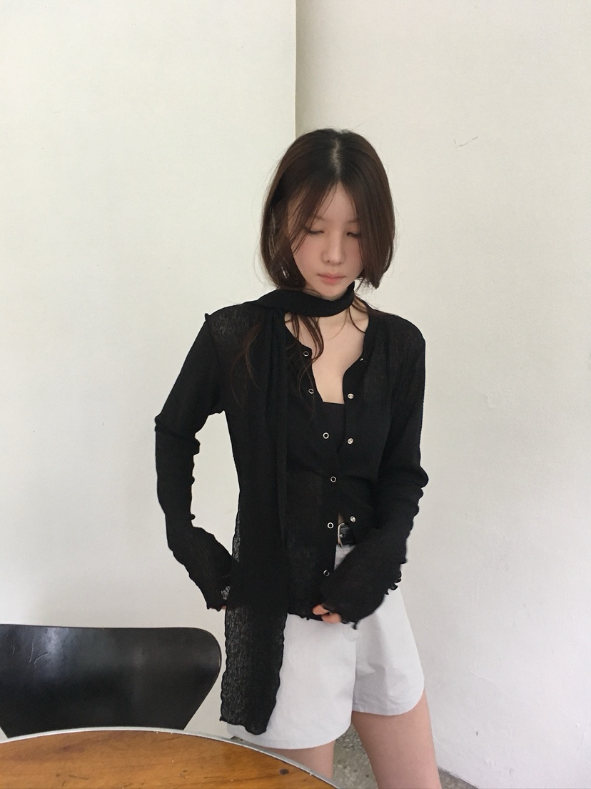 UNBOUND韓國代購女士新款休閑推薦職業26夏季開衫含圍巾褶裥UNBOUND開衫