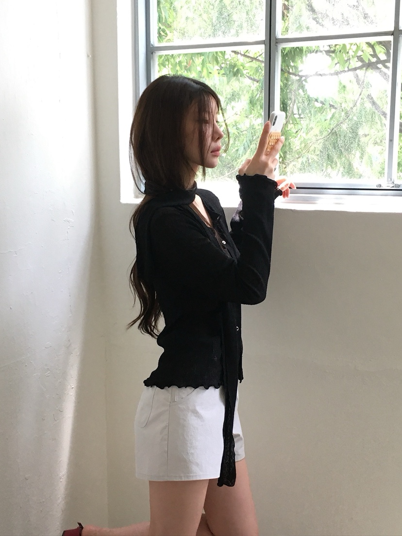 UNBOUND韓國代購女士新款休閑推薦職業26夏季開衫含圍巾褶裥UNBOUND開衫