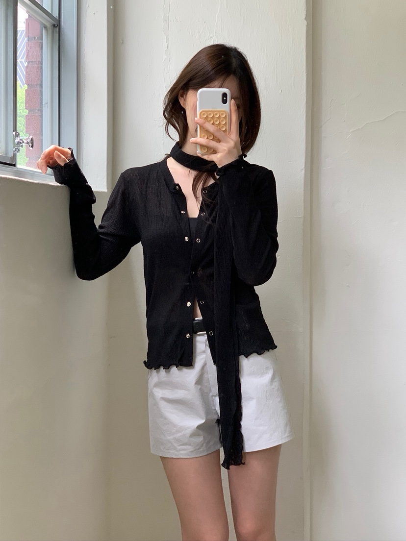 UNBOUND韓國代購女士新款休閑推薦職業26夏季開衫含圍巾褶裥UNBOUND開衫