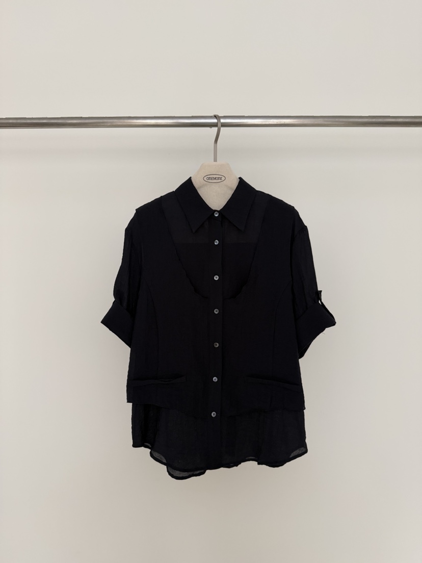ONE MONE東大門實拍韓國女裝新品推薦時尚襯衫蕾絲衫假兩件ONE MONE襯衫/蕾絲衫圖色3