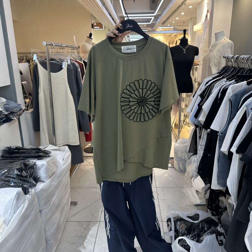 空韓國直郵女裝新品時尚26春夏熱賣26夏季推薦休閑職業T恤BAKHAT恤圖色2