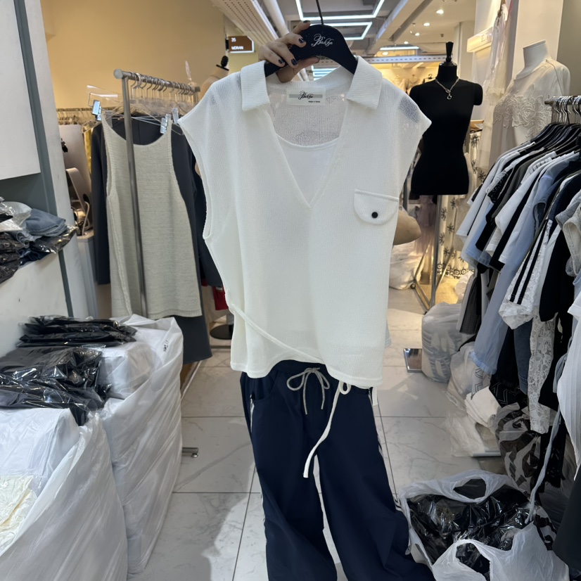 空韓國東大門代購女士新款時尚熱賣吊帶背心不含內搭口袋BAKHA吊帶/背心圖色1