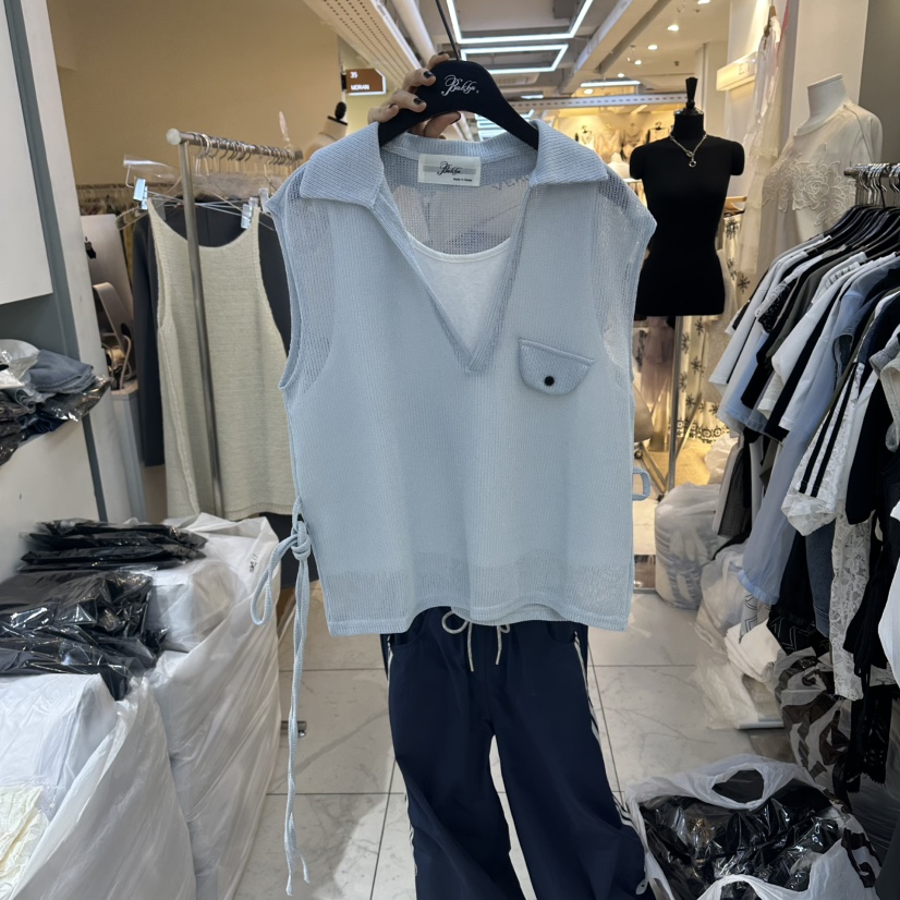 空韓國東大門代購女士新款時尚熱賣吊帶背心不含內搭口袋BAKHA吊帶/背心圖色2