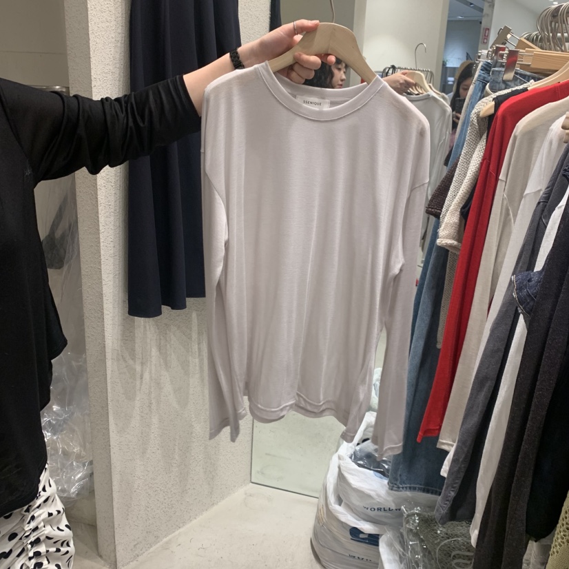 SSEMIENNE韓國東大門代購女裝新款人氣時尚長袖T恤透明寬松SSENIQUE/SSEMIENNE長袖T恤圖色2