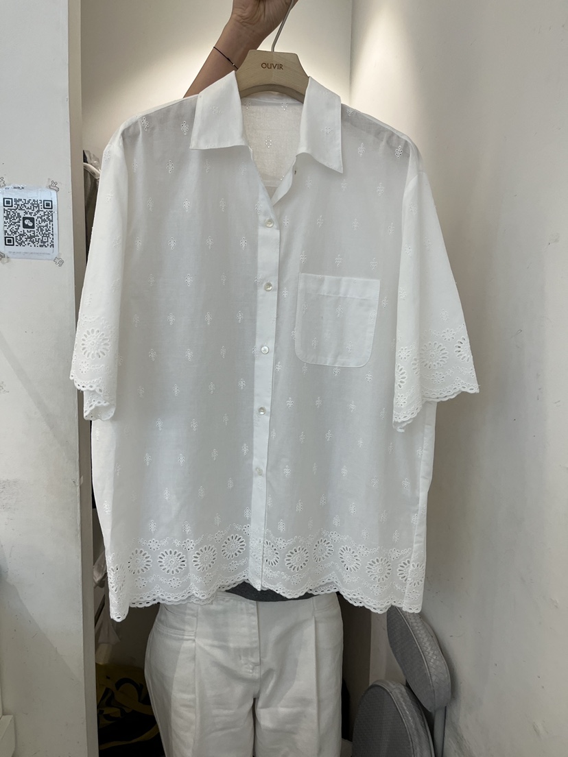 OUVIR韓國直郵實拍女士新品26夏季休閑襯衫蕾絲衫口袋蕾絲O.V.R/OUVIR襯衫/蕾絲衫圖色1