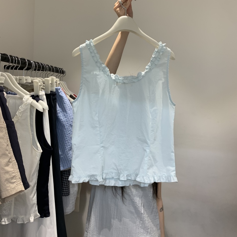 JINSIM韓國直郵女士新款26夏季職業推薦時尚吊帶背心荷葉邊JINSIM吊帶/背心