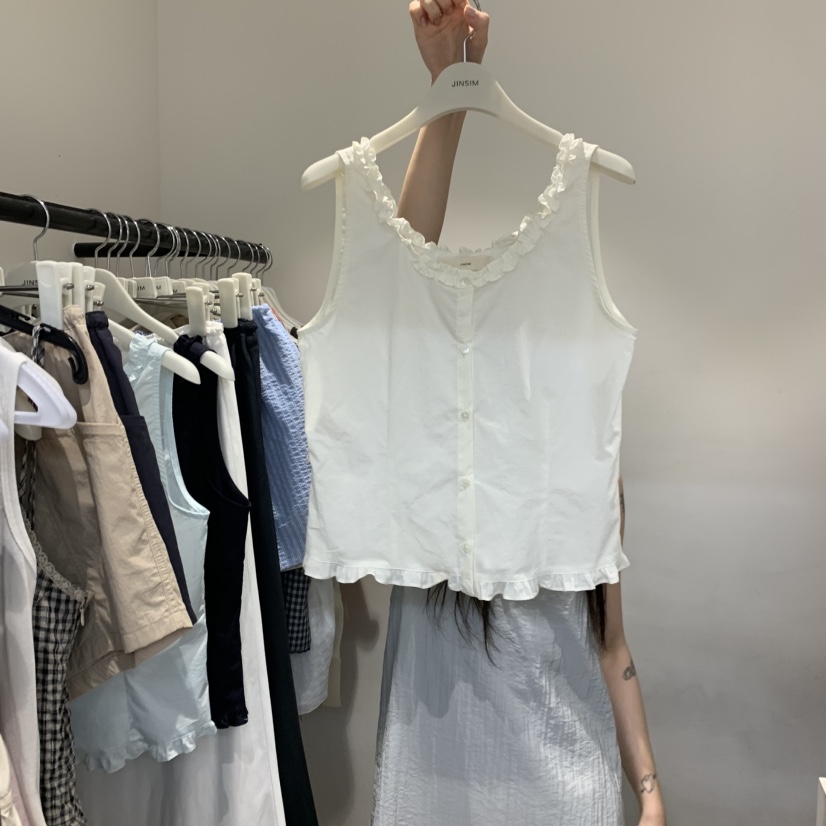 JINSIM韓國直郵女士新款26夏季職業推薦時尚吊帶背心荷葉邊JINSIM吊帶/背心圖色2