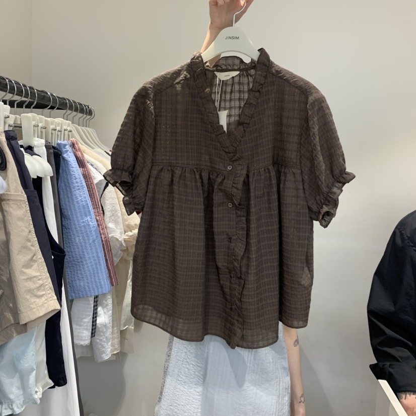 JINSIM韓國代購女裝新款休閑時尚人氣職業26夏季襯衫蕾絲衫JINSIM襯衫/蕾絲衫圖色3