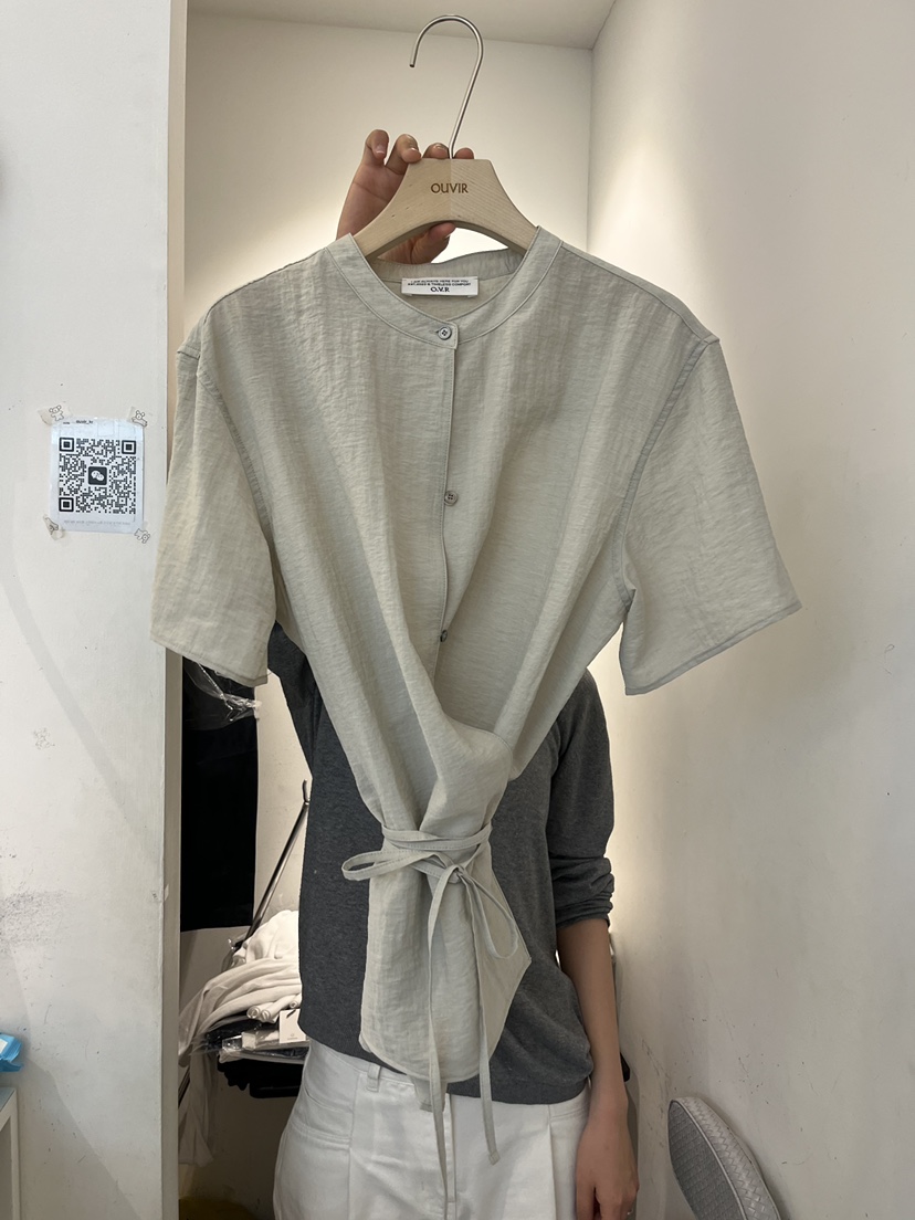 OUVIR韓國直郵女裝新款熱賣26春夏職業休閑襯衫蕾絲衫含繩O.V.R/OUVIR襯衫/蕾絲衫圖色1