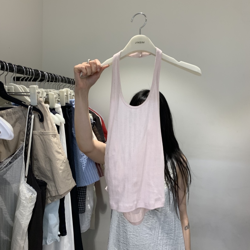 JINSIM韓國直郵實拍女裝新品休閑時尚人氣推薦吊帶背心鏤空JINSIM吊帶/背心圖色5