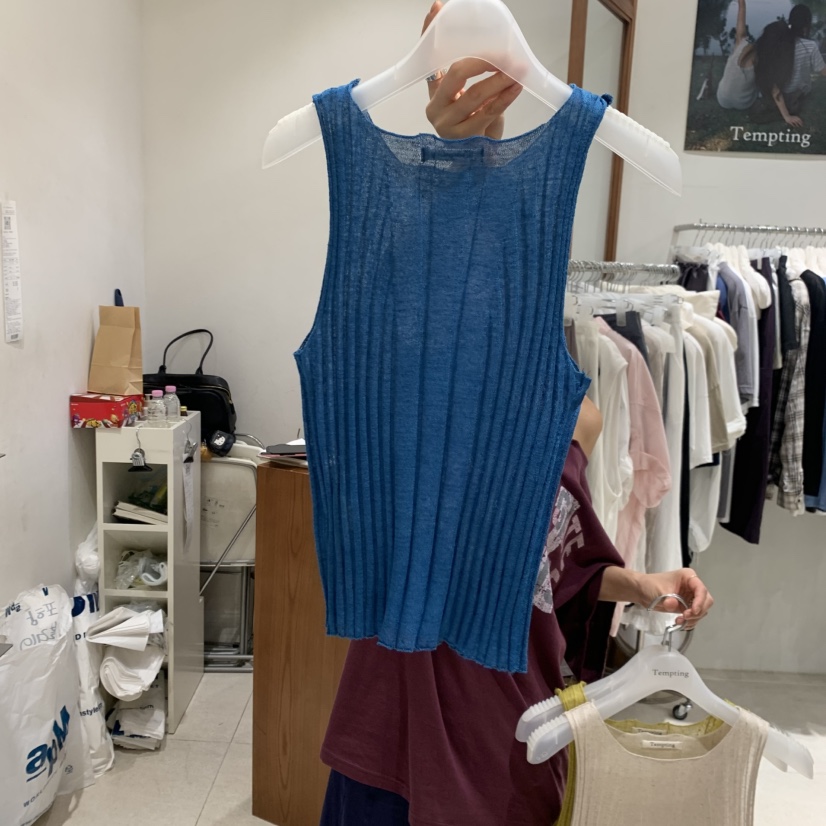 TEMPTING韓國代購女士新款時尚職業26春夏推薦吊帶背心羅紋TEMPTING吊帶/背心