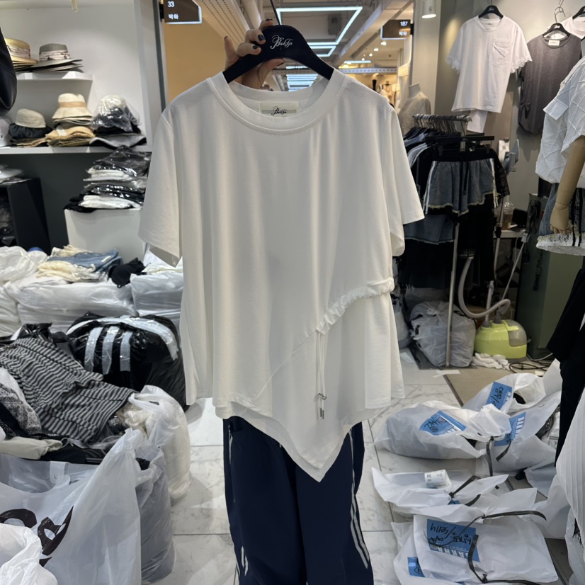 空韓國直郵女士新品26春夏時尚職業休閑26夏季推薦人氣T恤BAKHAT恤圖色1