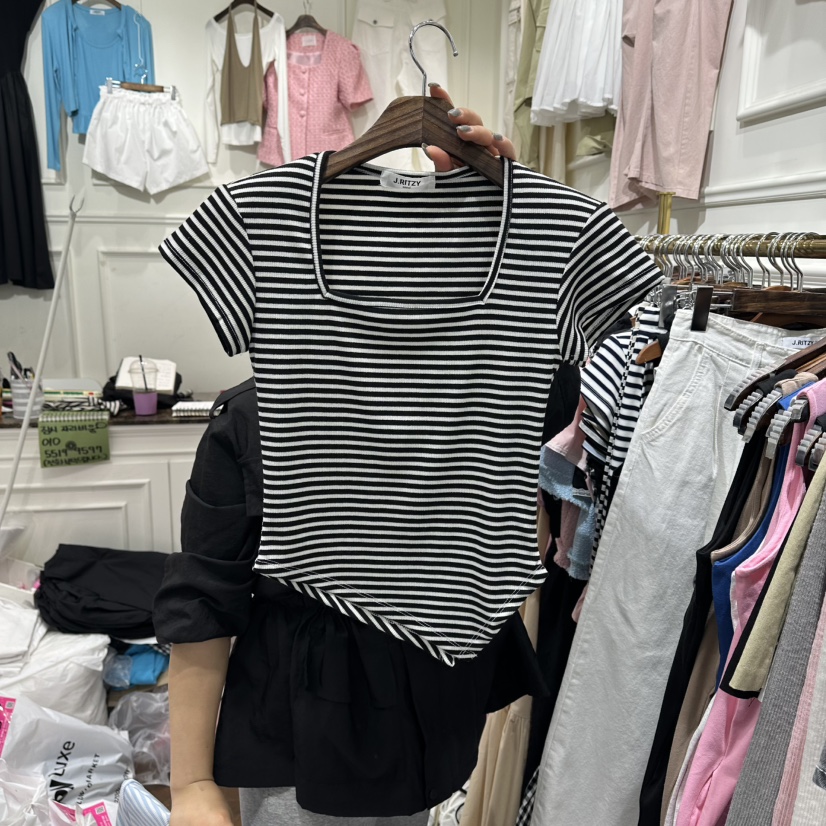 J.RITZY東大門實拍韓國女士新品熱賣26夏季時尚人氣T恤條紋J.RITZYT恤圖色3