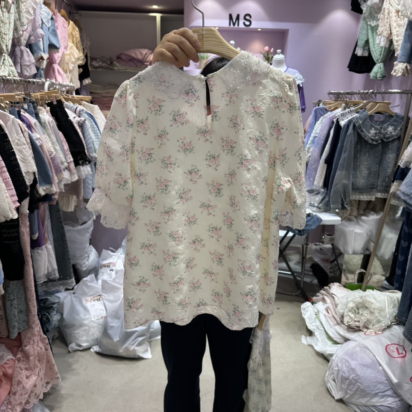 MS韓國直郵女裝新款熱賣26春夏休閑推薦時尚人氣襯衫蕾絲衫MS襯衫/蕾絲衫