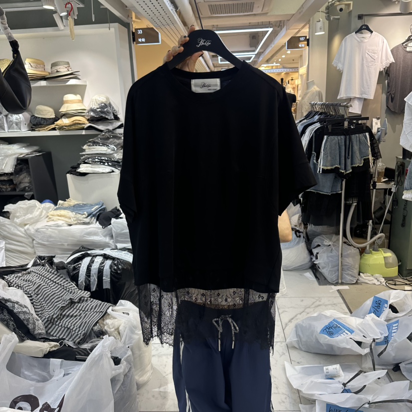 空東大門實拍韓國女士新品熱賣推薦時尚26春夏26夏季休閑T恤BAKHAT恤圖色2墨色